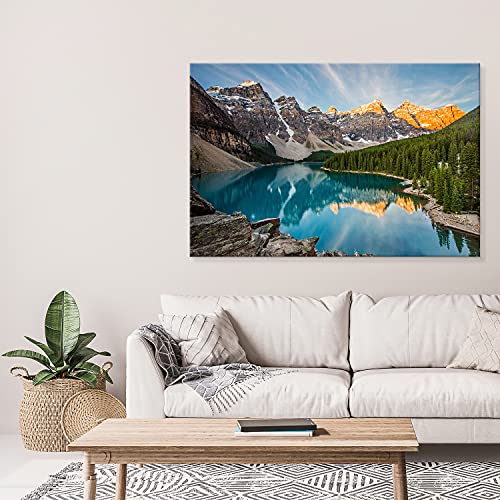 PICANOVA – Mountain Lake Moraine 120x80cm – Cuadro sobre Lienzo – Impresión En Lienzo Montado sobre Marco De Madera (2cm) – Disponible En Varios Tamaños – Colección Montañas