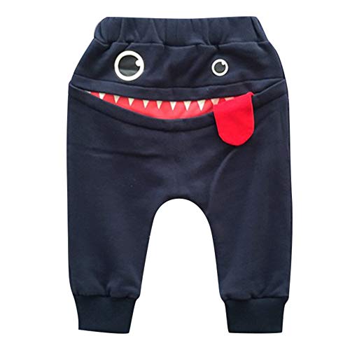 PinkLu Pantalones Harem De NiñOs TiburóN Gran Lengua Pantalones Bebé NiñOs NiñAs Dibujos Animados TiburóN Lengua Harem (18~24 meses/95-100cm, Armada)