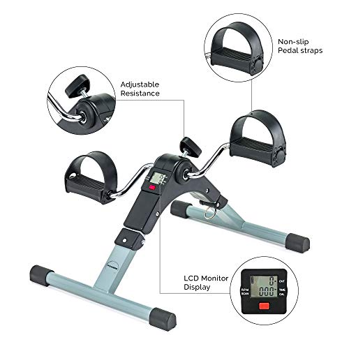 PINNERS Pedales Estáticos Ejercicio, Mini Bicicleta Estática Plegable, Pedaleador Eléctrico Estático, Aparato de Ejercicio en Casa, Pedales Personas Mayores, Pedaleador para Ancianos, Pedalier