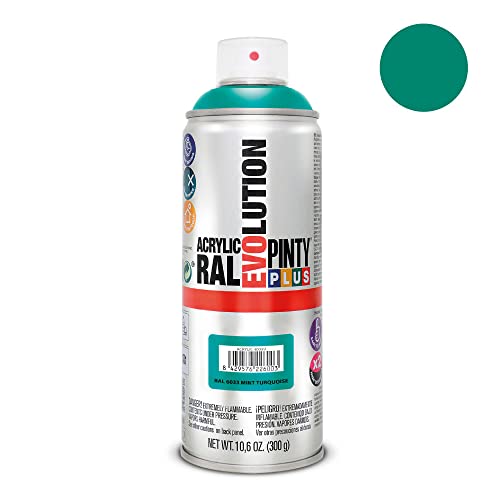 PINTYPLUS EVOLUTION 554 Pintura spray Acrílica Brillo 520cc Mint turquoise Ral 6033, 300 g (Paquete de 1)