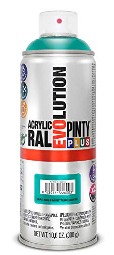 PINTYPLUS EVOLUTION 554 Pintura spray Acrílica Brillo 520cc Mint turquoise Ral 6033, 300 g (Paquete de 1)