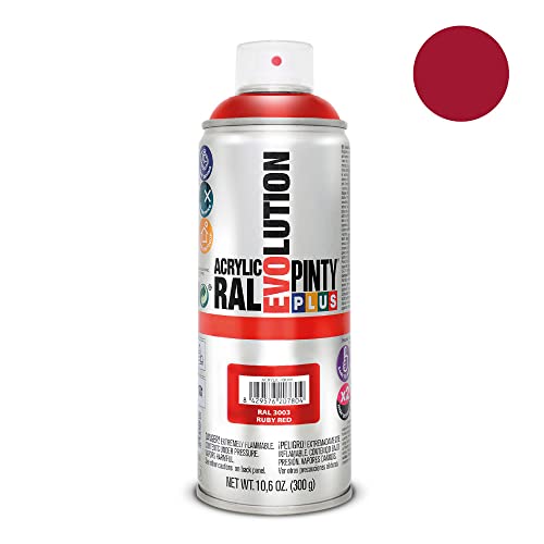 PINTYPLUS EVOLUTION 629 Pintura Spray Acrílica Brillo 520cc Ruby Red, Rojo RAL 3003, 300 g (Paquete de 1)