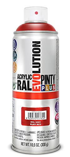 PINTYPLUS EVOLUTION 629 Pintura Spray Acrílica Brillo 520cc Ruby Red, Rojo RAL 3003, 300 g (Paquete de 1)