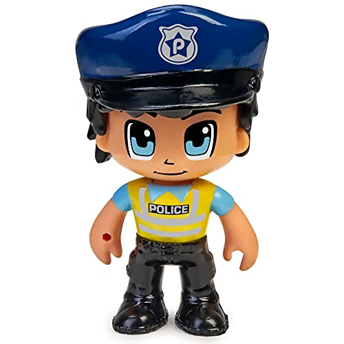 Pinypon Action - Contenedor de Policía y Monstruos, cabeza de Pinypon grande, caja contenedor con compartimentos para accesorios y figuras, incluye 4 muñecos Famosa mix es max, Famosa, (700016645)