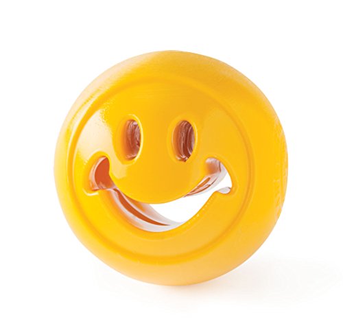 Planet Dog Orbee-Tuff Nooks - Juguete con dispensador de recompensas para perros - Smiley amarillo