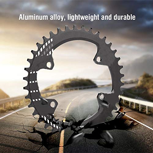 Plato de Bicicleta de Montaña,96 mm BCD 32T 34T 36T 38T Plato Ancho Estrecho Anillo de Cadena de Bicicleta Plato de Aluminio Solo Plato Sram Compatible M6000 M7000 M8000 Shimano MTB BMX(32T-Negro)