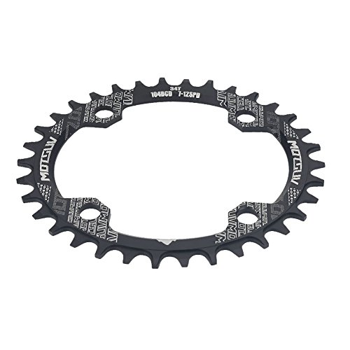 Plato de Bicicleta Montaña,32T / 34T / 38T Solo Plato Estrecho Ancho Plato Bicicleta Oval Plato de Aleación de Aluminio BCD 104 mm de Velocidad Única de Bicicleta BMX MTB(32T-Disque Elliptique Noir)