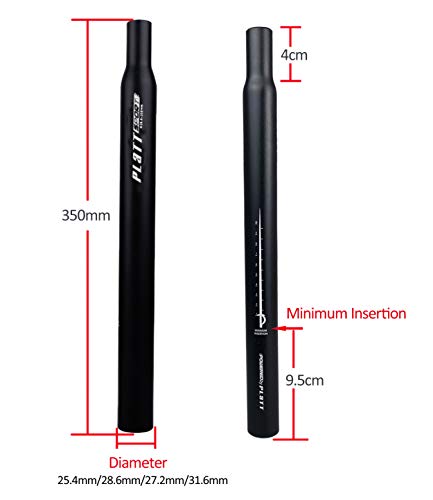 Plattt - Tija de sillín para bicicleta (aleación de aluminio, 25,4/27,2/28,6/31,6, 350 mm)