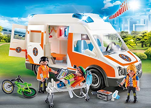 PLAYMOBIL City Life Ambulancia con Luces, A partir de 4 años (70049)