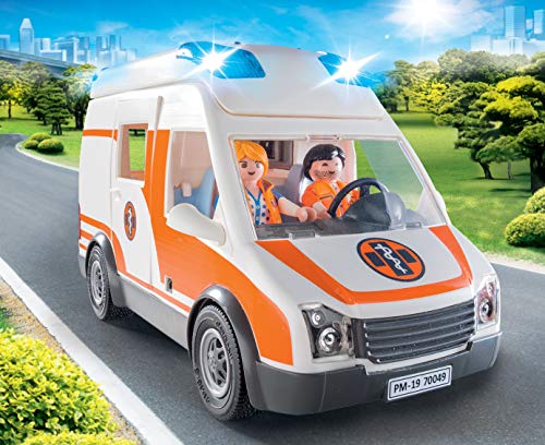 PLAYMOBIL City Life Ambulancia con Luces, A partir de 4 años (70049)