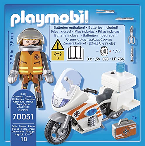 PLAYMOBIL - City Life - Moto de Emergencias Conjunto de Figuras, Multicolor (70051)