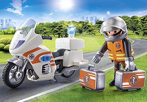 PLAYMOBIL - City Life - Moto de Emergencias Conjunto de Figuras, Multicolor (70051)