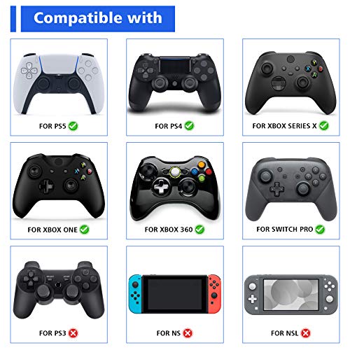 PlayVital Agarres para el Pulgar para PS5 para PS4 Xbox Series X/S Xbox One Xbox One X/S Switch Pro Control Caps Tapas de Joysticks con 3 Alturas de Convexo y Cóncavo(Pentagrama&Rueda Giratoria-Negro)