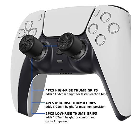 PlayVital Agarres para el Pulgar para PS5 para PS4 Xbox Series X/S Xbox One Xbox One X/S Switch Pro Control Caps Tapas de Joysticks con 3 Alturas de Convexo y Cóncavo(Pentagrama&Rueda Giratoria-Negro)