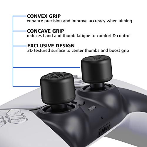 PlayVital Agarres para el Pulgar para PS5 para PS4 Xbox Series X/S Xbox One Xbox One X/S Switch Pro Control Caps Tapas de Joysticks con 3 Alturas de Convexo y Cóncavo(Pentagrama&Rueda Giratoria-Negro)