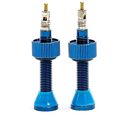 PMP - Válvulas Tubeless en Ergal CNC 50 mm de Longitud, Ideal para MTB. Tipo Presta, con Arandela Sobredimensionada y Color Anodizado, Ligeras y Resistentes.