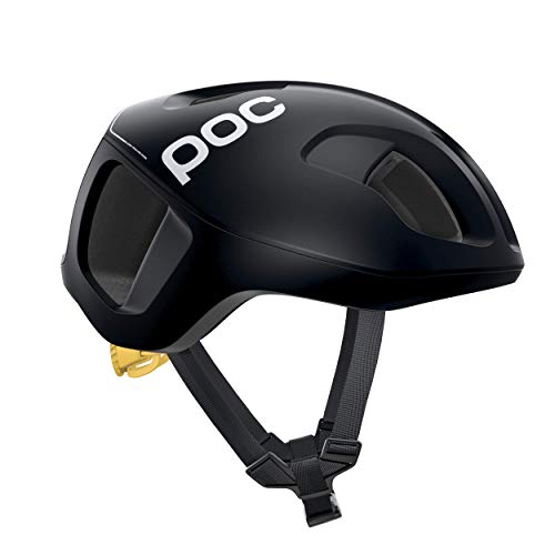 POC Ventral SPIN - Casco Ciclismo, L (56-61cm), Negro/Amarillo (Uranium Black/Sulfur Yellow Matt)