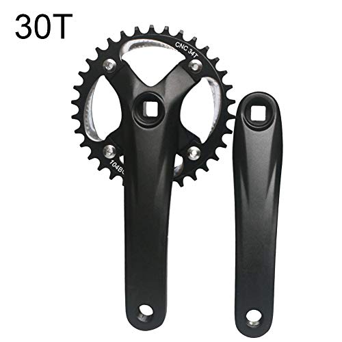 POHOVE Juego de manivela cuadrada de 104 BC D bicicleta de montaña de una sola velocidad con 30T 32T 34T 36T 38T Anillo de cadena ancho estrecho de 170mm MTB cuadrado cónico con plato chapado