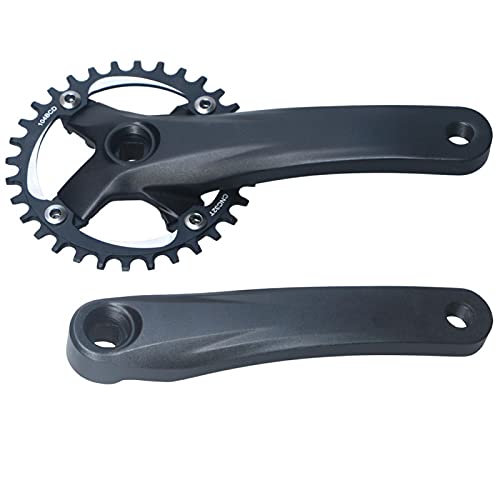 POHOVE Juego de manivela cuadrada de 104 BC D bicicleta de montaña de una sola velocidad con 30T 32T 34T 36T 38T Anillo de cadena ancho estrecho de 170mm MTB cuadrado cónico con plato chapado