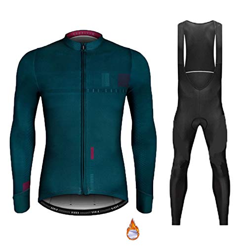 Polar Térmico de Invierno Maillot de Ciclismo, Ropa de Bicicleta MTB para Hombre con Pantalones con Pechera de Gel 9D Cálidos (Color : C, Talla : L)