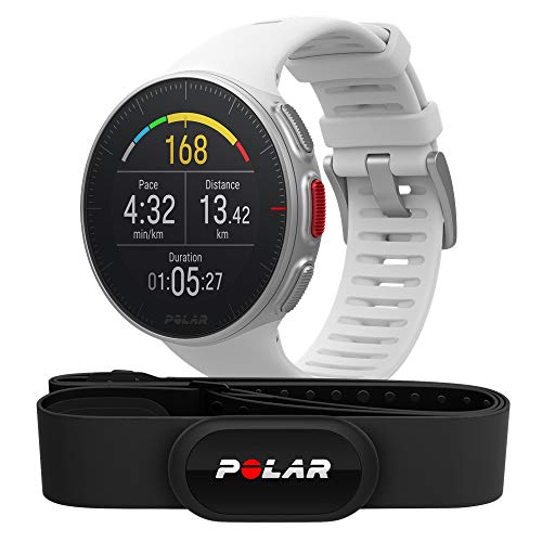 Polar Vantage V HR -Reloj premium con GPS y Frecuencia cardíaca - Sensor H10 - Multideporte y perfil de triatlón - Potencia de running, batería ultra larga, resistente al agua - Blanco