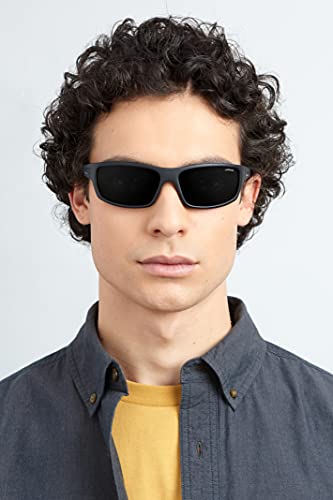Polaroid P8411S - Gafas de sol rectangulares para hombre, 63 mm, Negro / Verde Polarizado