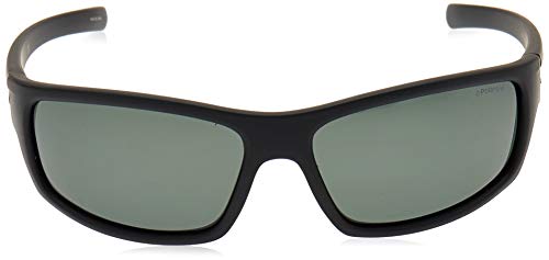 Polaroid P8411S - Gafas de sol rectangulares para hombre, 63 mm, Negro / Verde Polarizado