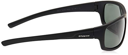 Polaroid P8411S - Gafas de sol rectangulares para hombre, 63 mm, Negro / Verde Polarizado