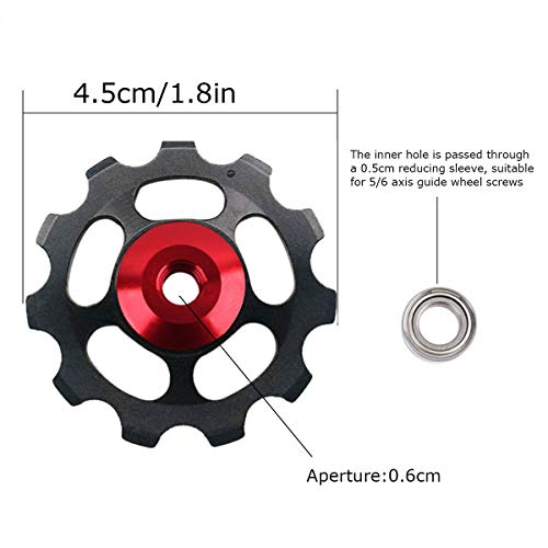 Polea Desviador Rueda Guia Bicicleta - Trasero Poleas de Rueda Jockey Rodamiento Bolas Guía Desviador, con 11T 2pcs Dientes Aleación Aluminio Piezas Bicicleta para Montaña Carretera.