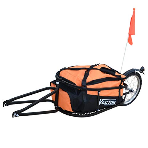 Polironeshop Vector Remolque para Bici Bicicleta de trasporte por cicloturismo Carro Carrito (Naranja)
