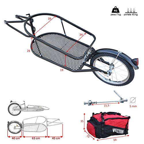 Polironeshop Vector Remolque para Bici Bicicleta de trasporte por cicloturismo Carro Carrito (Naranja)