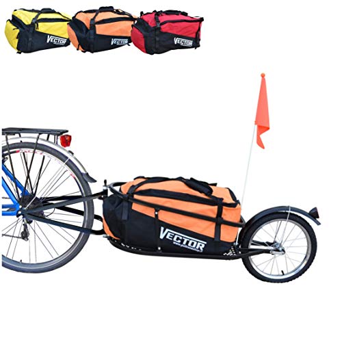 Polironeshop Vector Remolque para Bici Bicicleta de trasporte por cicloturismo Carro Carrito (Naranja)