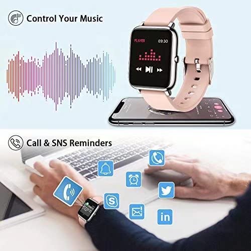 Popglory Smart Watch, Reloj Inteligente con Oxígeno Sanguíneo Presión Arterial Frecuencia Cardíaca, Pulsera Actividad Impermeable IP67 para Hombre Mujer para iOS Android