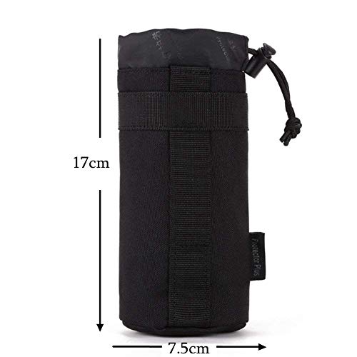 Portabotellas de agua, militar de Sunvp, bolsa resistente al agua, bolsa térmica para acampada, para la práctica de senderismo, jogging (550 ml), negro, 7.5*17*7.5cm