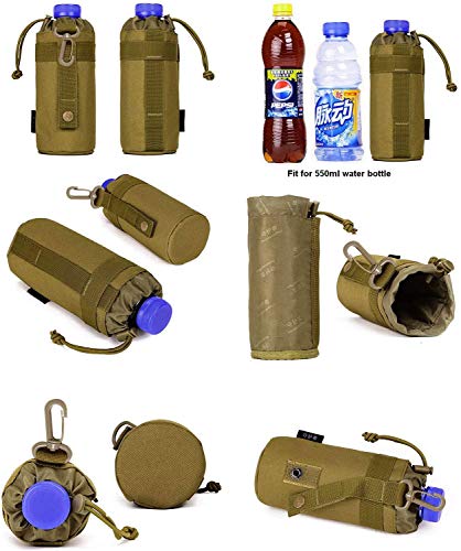 Portabotellas de agua, militar de Sunvp, bolsa resistente al agua, bolsa térmica para acampada, para la práctica de senderismo, jogging (550 ml), negro, 7.5*17*7.5cm