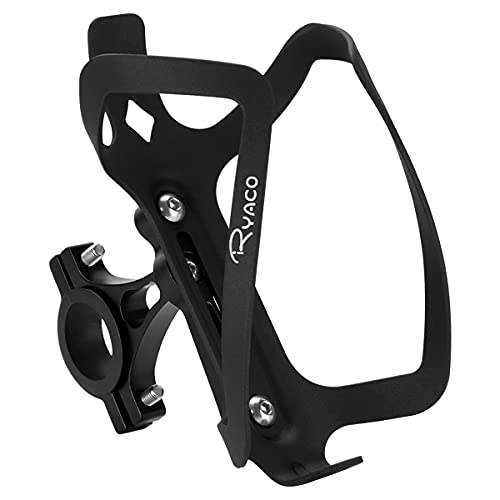 Portabotellas para Bicicleta RYACO - Negro Mate Bilateral, fácil de Colocar, Seguro y Estable, diseño único, portabotellas de Aluminio para Bicicleta - para Ciclismo al Aire Libre, Carretera, BMX