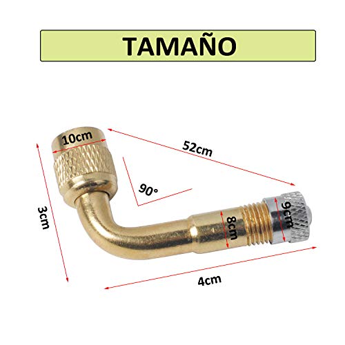 Poweka Adaptador de Extensor de Válvula de Neumático de 90 Grados para Moto Coche Bicicleta Camión (4 Piezas)