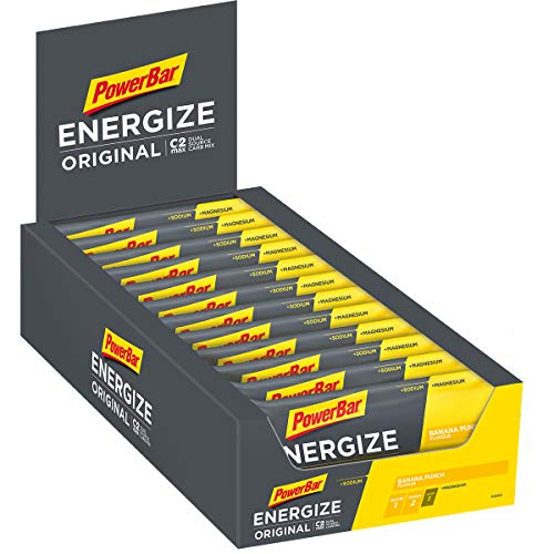 PowerBar Energize Original Banana Punch 25x55g - Barra de alta Energía de Carbono + C2MAX Magnesio y Sodio