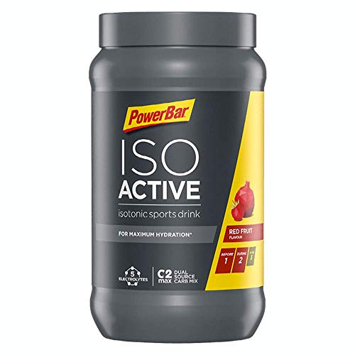 PowerBar Isoactive Red Fruit 1320g - Bebida Deportiva Isotónica - 5 Electrolitos + C2MAX