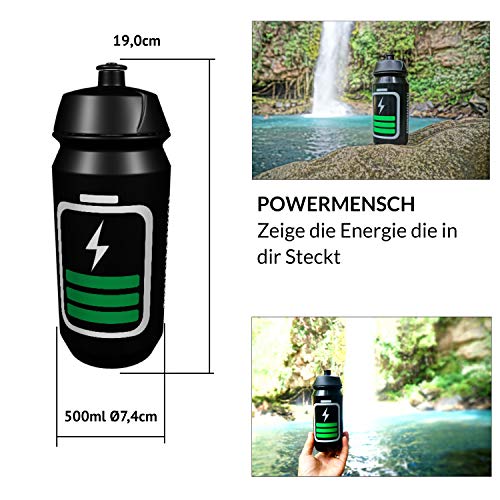 Powerman 500ml Bio Botella de Bicicleta TacX Shiva Botella de Bicicleta Botella de Agua sin Plástico - SIN BPA - Triatlón Deportivo
