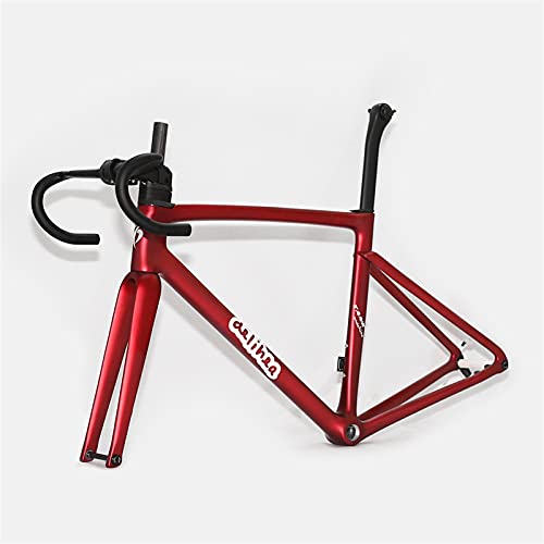 PPLAS 2021 enrutamiento Interno Completo Escalada de Carreteras de Carbono Marco de Bicicleta Manillar + Tallo Resto II Máquina de Tanques Bicycle 875g Ultralight (Color : W, Size : 58CM)