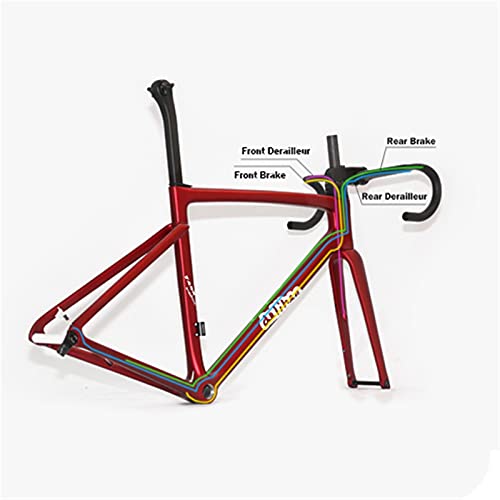 PPLAS 2021 enrutamiento Interno Completo Escalada de Carreteras de Carbono Marco de Bicicleta Manillar + Tallo Resto II Máquina de Tanques Bicycle 875g Ultralight (Color : W, Size : 58CM)