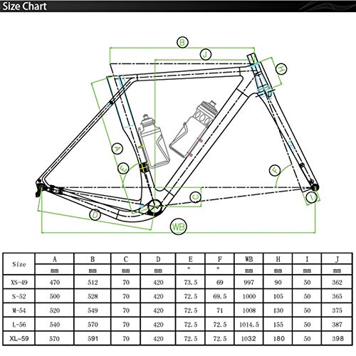 PPLAS Marco de Grava de Carbono a través del Eje de Freno de Freno de Freno de Freno de ciclocross Marco de Bicicleta Compatible con 700c y 27.5er Ruedas (Color : Light Yellow, Size : 54cm)