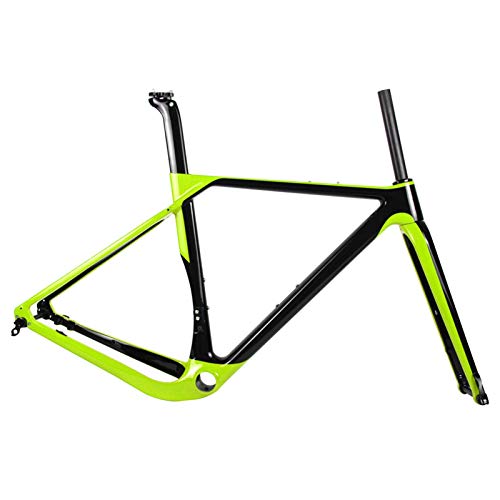 PPLAS Marco de Grava de Carbono a través del Eje de Freno de Freno de Freno de Freno de ciclocross Marco de Bicicleta Compatible con 700c y 27.5er Ruedas (Color : Light Yellow, Size : 54cm)