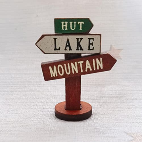 PRETYZOOM 2 Unids Hut Lago Montaña Signo de Madera Vintage Signo de Madera Signo de Madera Muestra de Madera Adorno Mini Muñeca Aire Libre Decoración DIY Craft Yard Bonsai (Se