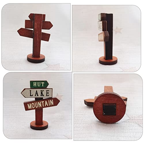 PRETYZOOM 2 Unids Hut Lago Montaña Signo de Madera Vintage Signo de Madera Signo de Madera Muestra de Madera Adorno Mini Muñeca Aire Libre Decoración DIY Craft Yard Bonsai (Se