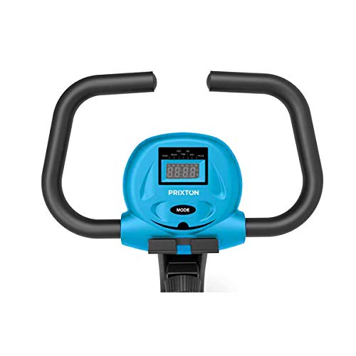 PRIXTON Bike Fit BF100 - Bicicleta Estatica Plegable con 8 Niveles de Resistencia, Ajuste de Asiento, Soporte para Tablet/móvil Integrado, Pantalla LED con Velocidad, Tiempo, Distancia, calorías