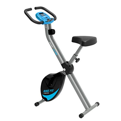 PRIXTON Bike Fit BF100 - Bicicleta Estatica Plegable con 8 Niveles de Resistencia, Ajuste de Asiento, Soporte para Tablet/móvil Integrado, Pantalla LED con Velocidad, Tiempo, Distancia, calorías