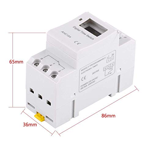 Programador Eléctrico, Temporizador Carril DIN, 7 Días Interruptor de Temporizador Programable con 16 Configuraciones de Encendido / Apagado, Pantalla LCD( AC220V)