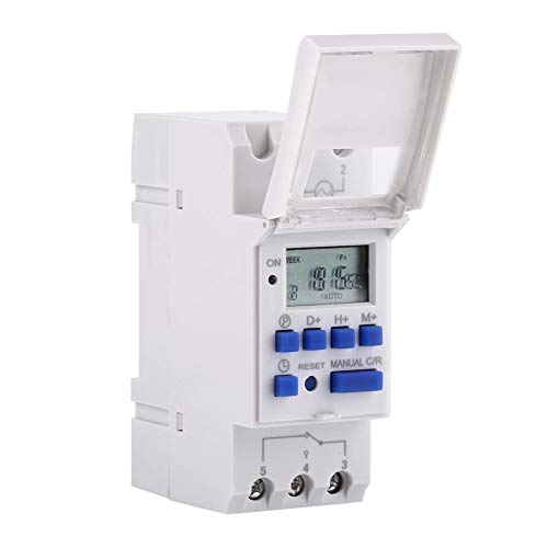 Programador Eléctrico, Temporizador Carril DIN, 7 Días Interruptor de Temporizador Programable con 16 Configuraciones de Encendido / Apagado, Pantalla LCD( AC220V)